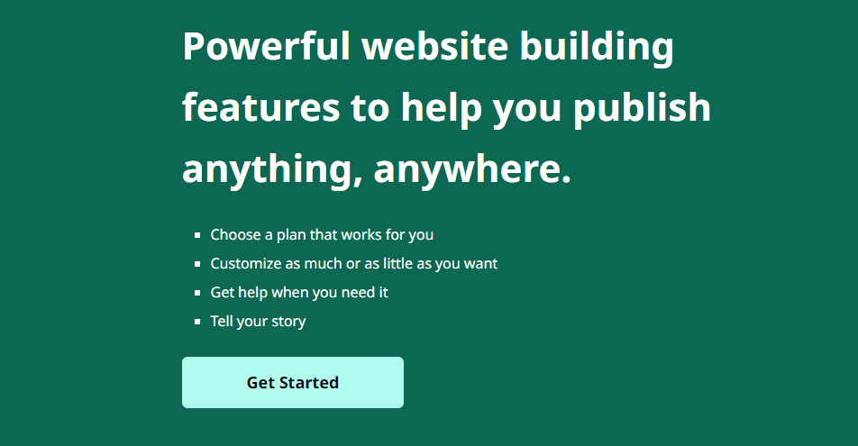 Screenshot of WordPress features