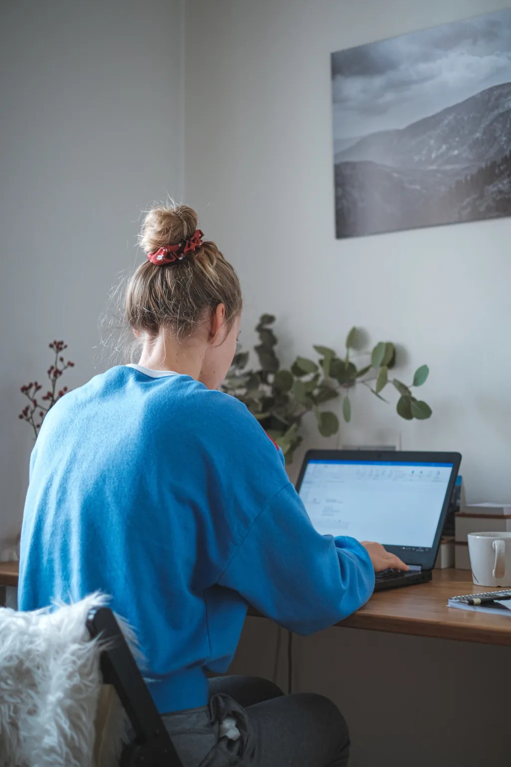 woman using laptop in office work