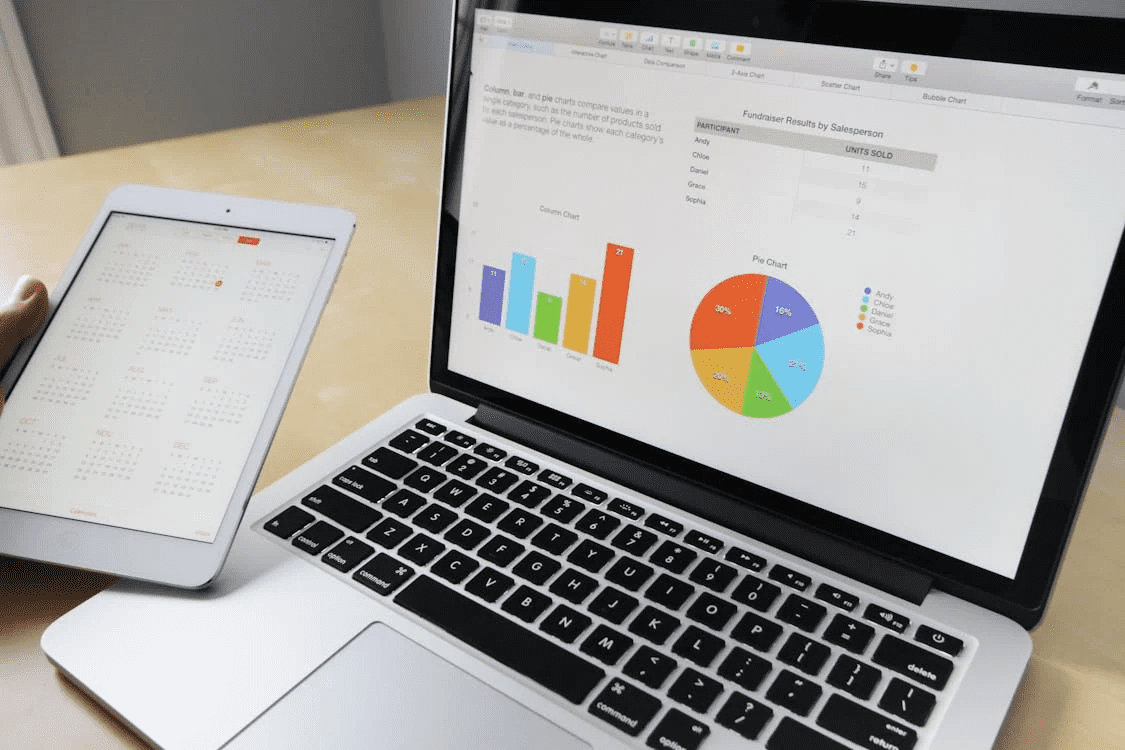 4 Essential Tools Every Small Business Needs for Marketing 3 laptop and tablet with marketing stats